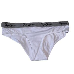 Pepe Jeans Women’s Bikini Briefs Soft Cotton M White Stretch Underwear 3PK- NWT